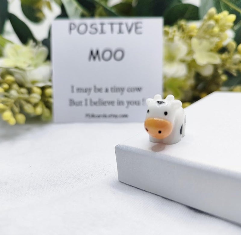 WENGIFT I Love You Positive Moo Gift Desk Buddy Cute little Cow Pocket Hug Moo Lover Best Friend Gift - Image 2
